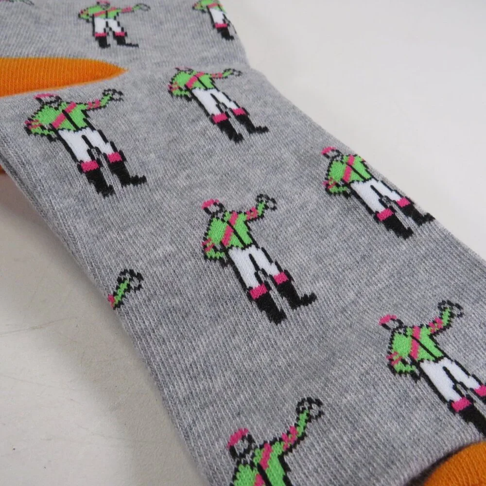 jockey socks heather gray w green and orange accents Equine Jockey Horse Racing